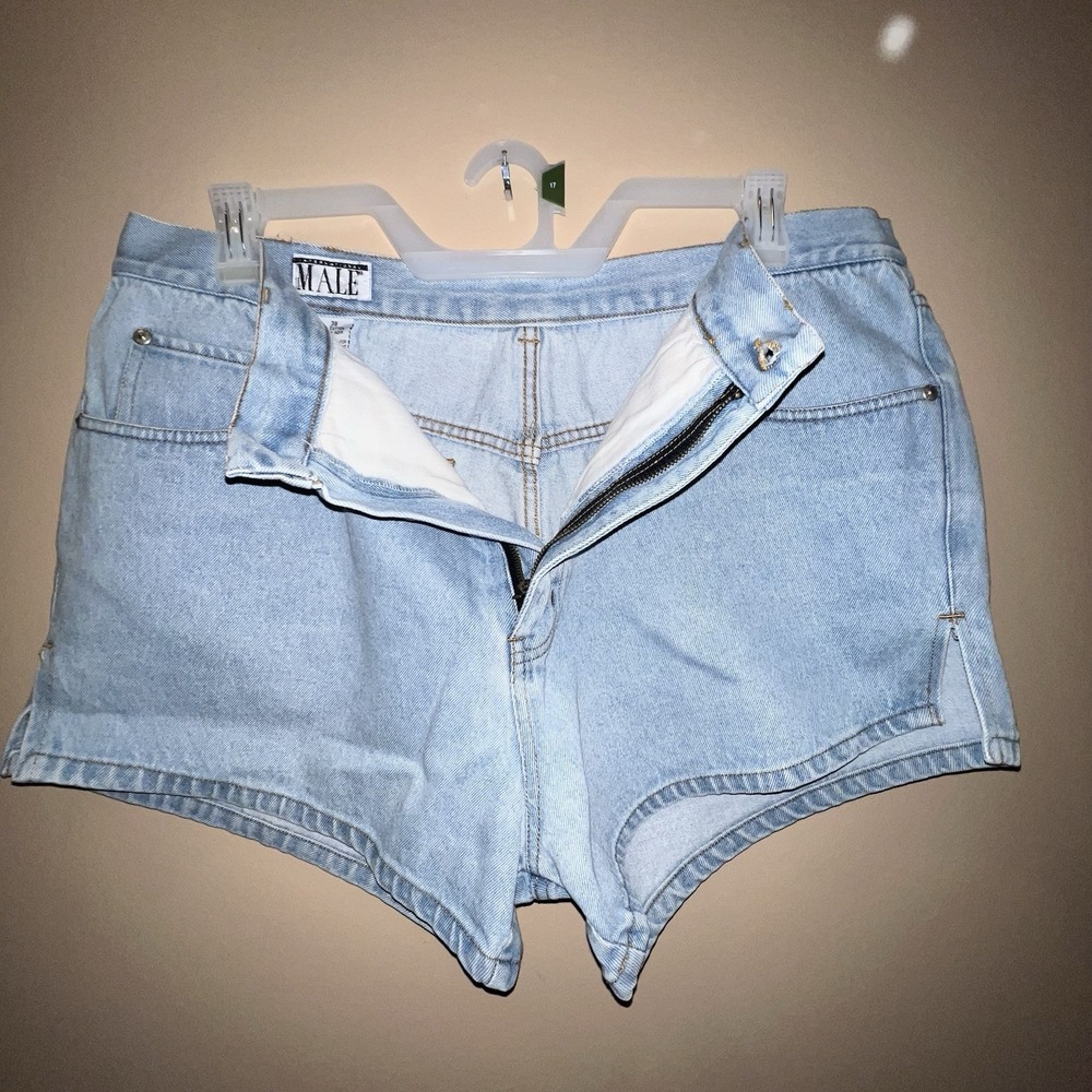 Vtg International Male Short Jean 38 Hoochy Daddy Split Side 3.5in Inseam LGBTQ